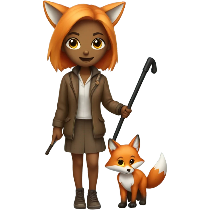 fox girl with a cane in her hand emoji