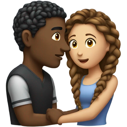 black male braids kissing female brown hair  emoji