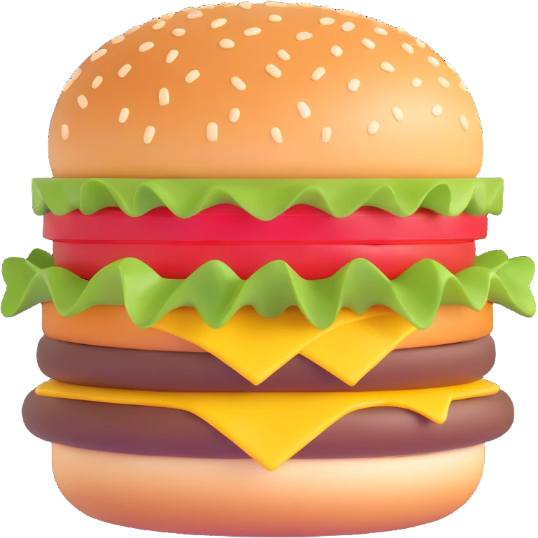 3D icon of a hamburger, vibrant and appetizing emoji