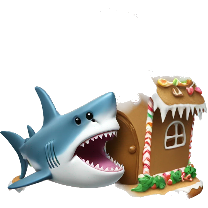 Shark sitting in a gingerbread house  emoji