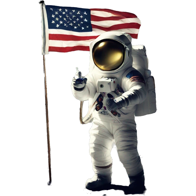 astronaut on moon with flag emoji