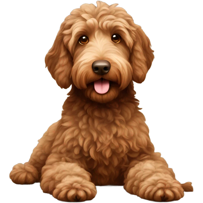 Brown labradoodle laying in his back emoji