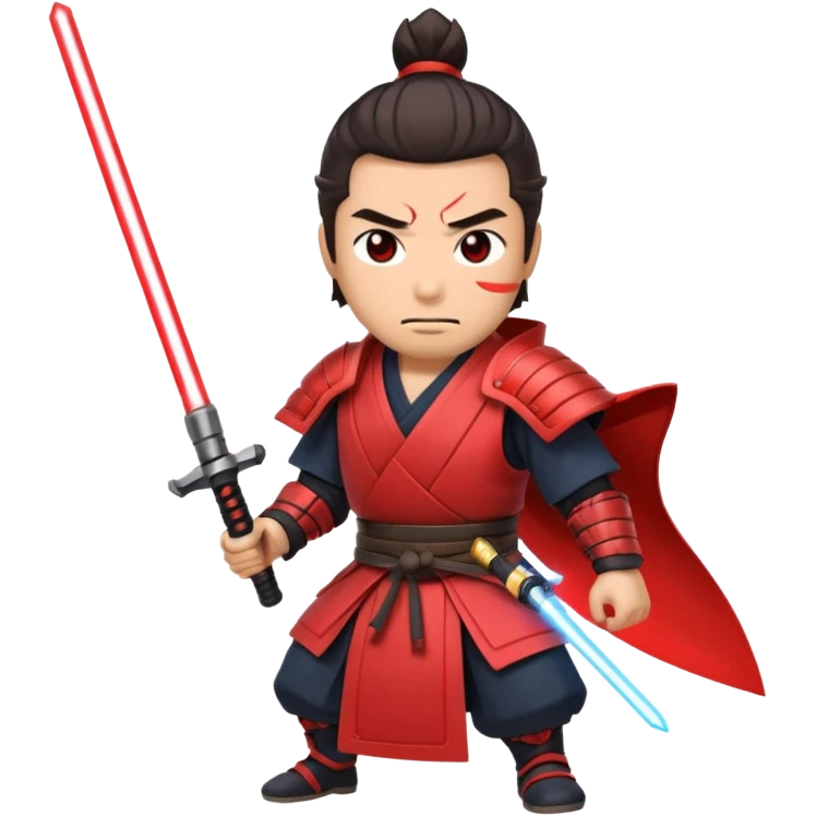 samurai with laser sword, red emoji