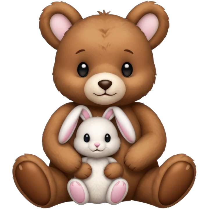 Loving teddy bear with bunny  emoji