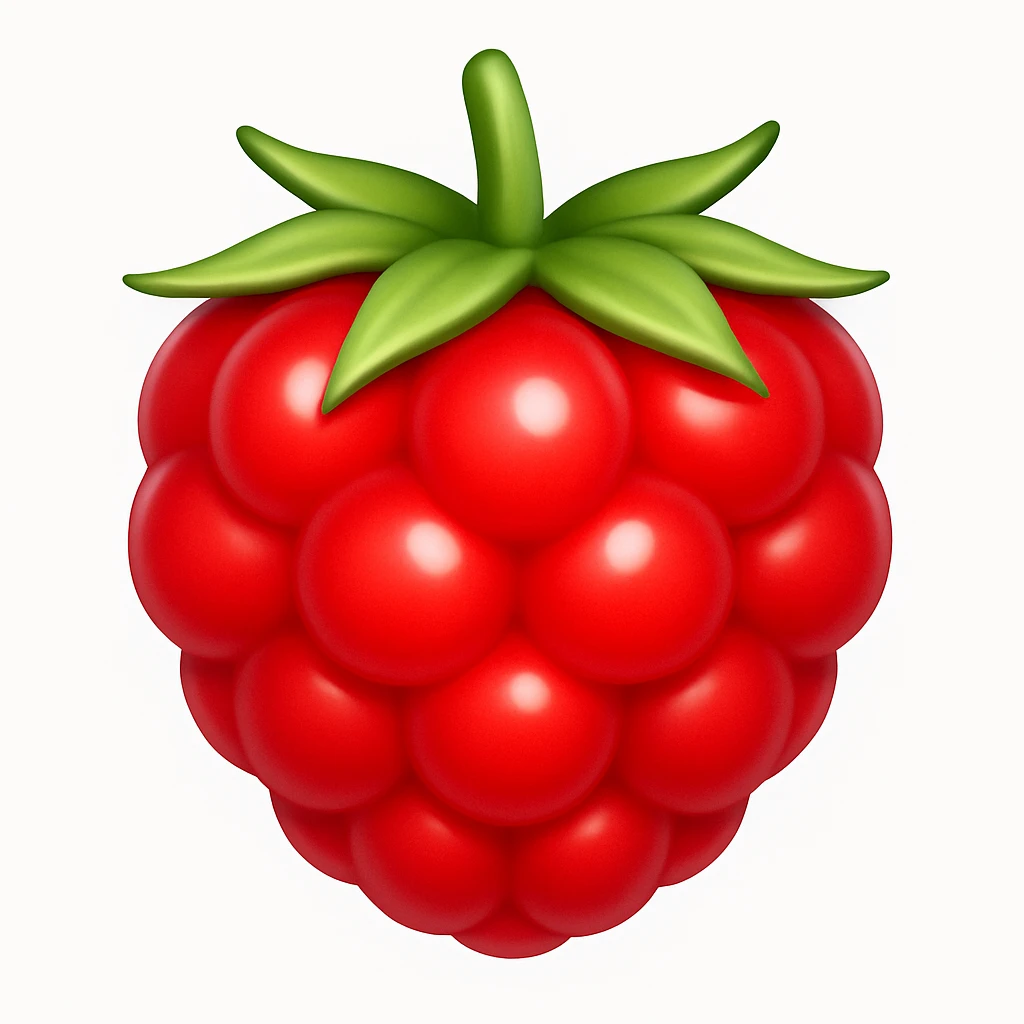 Create a berry emoji exactly like the reference image in iOS emoji style. Match the same shape, color, and texture, making it smooth and shiny. Add a subtle highlight to the berry. emoji