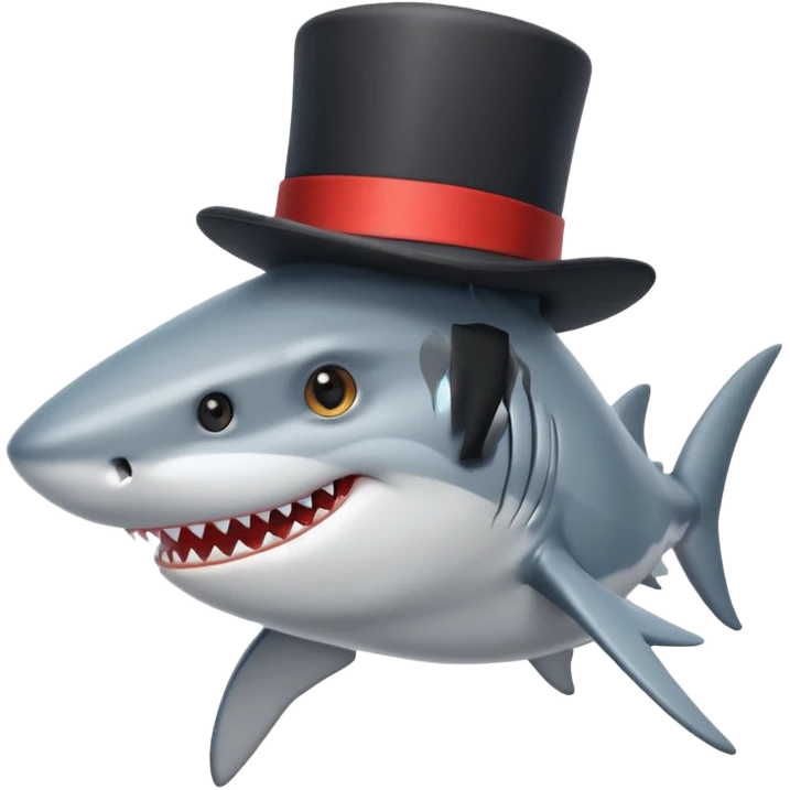 Shark with a top hat emoji
