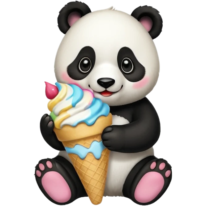 Panda eating ice cream emoji
