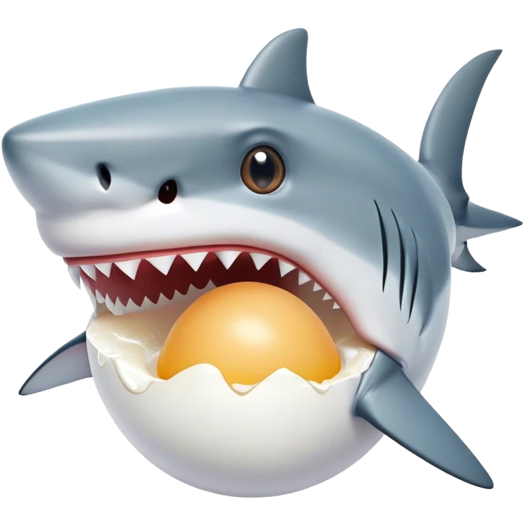 shark eating egg emoji