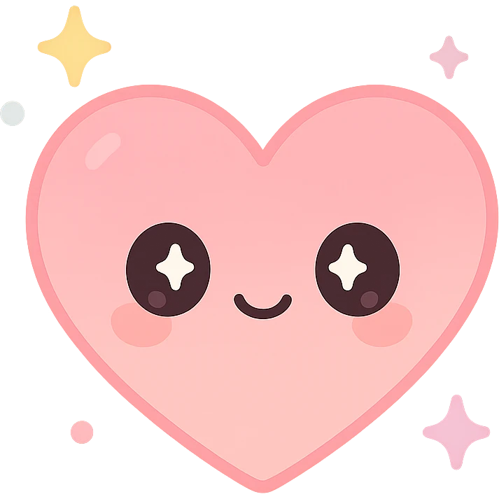 anime style heart, surrounded by sparkles, soft gradient, adorable face emoji
