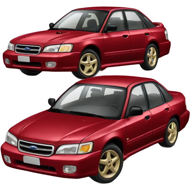 Red 1996 Subaru legacy sedan with gold wheels emoji