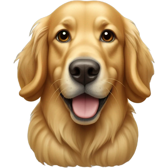 A golden retriever with walrus teeth emoji