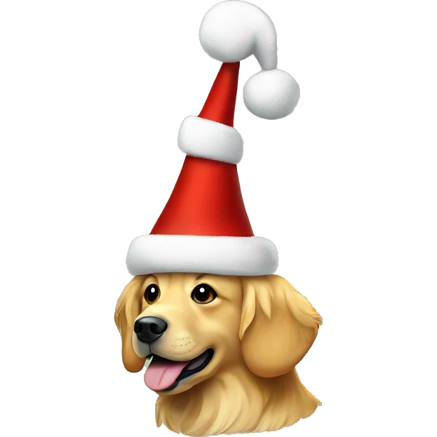Golden retriever wearing christmas hat emoji