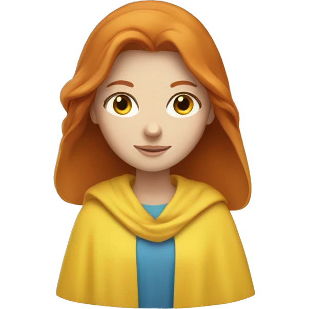 Pretty Redhead woman with blue eyes in yellow robes emoji