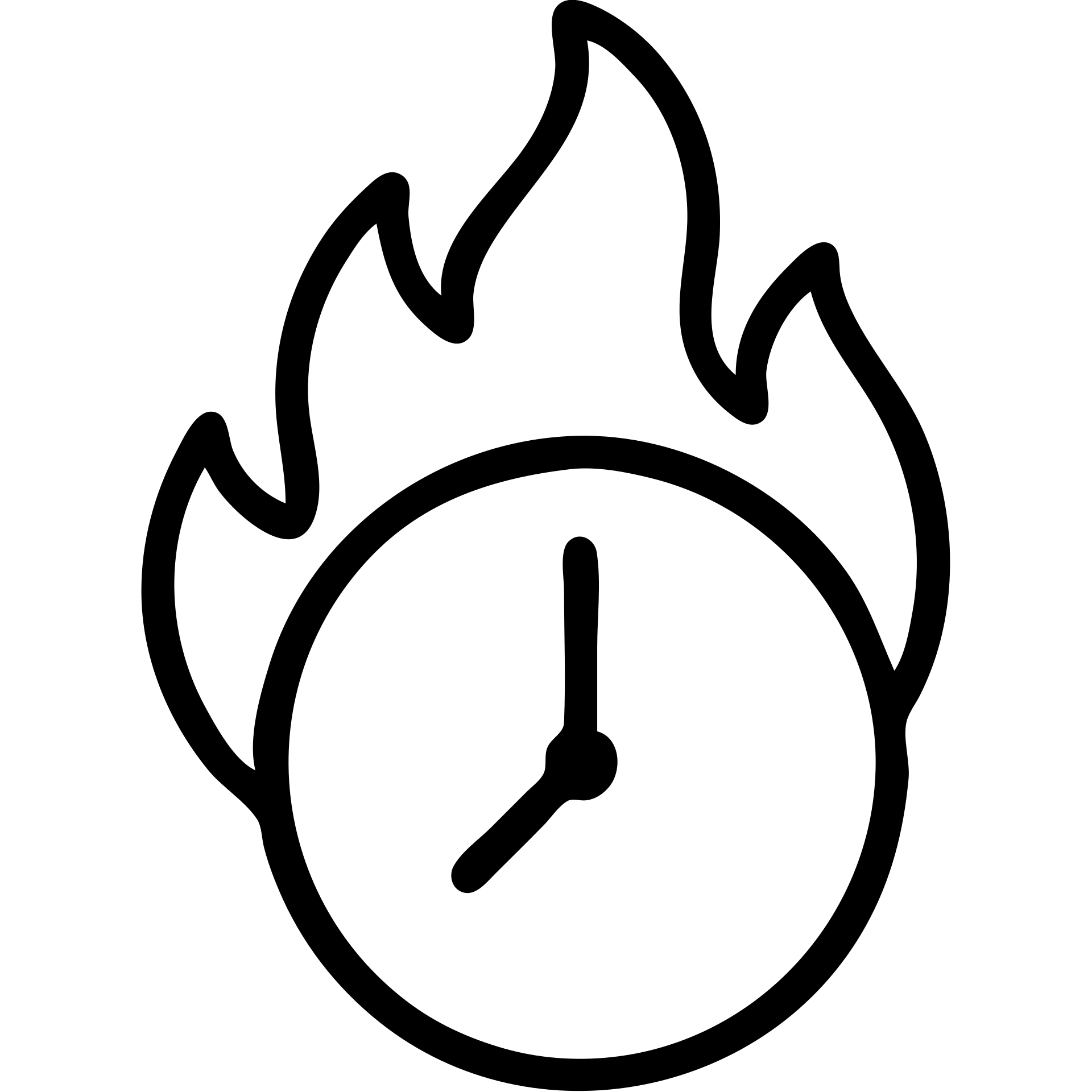 outlined clock on fire icon emoji