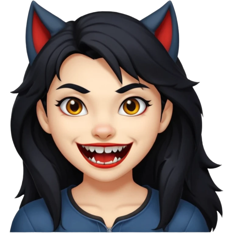 Werewolf black hair girl with a smile emoji
