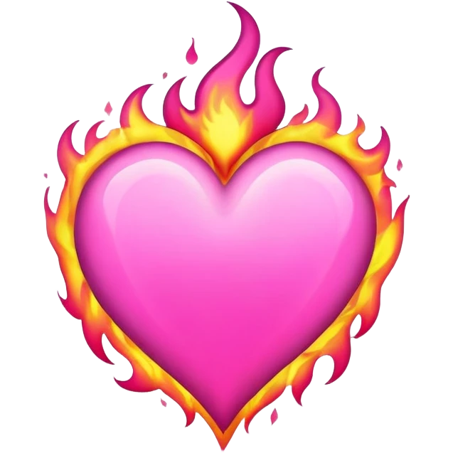 Pink heart with pink flames cool emoji