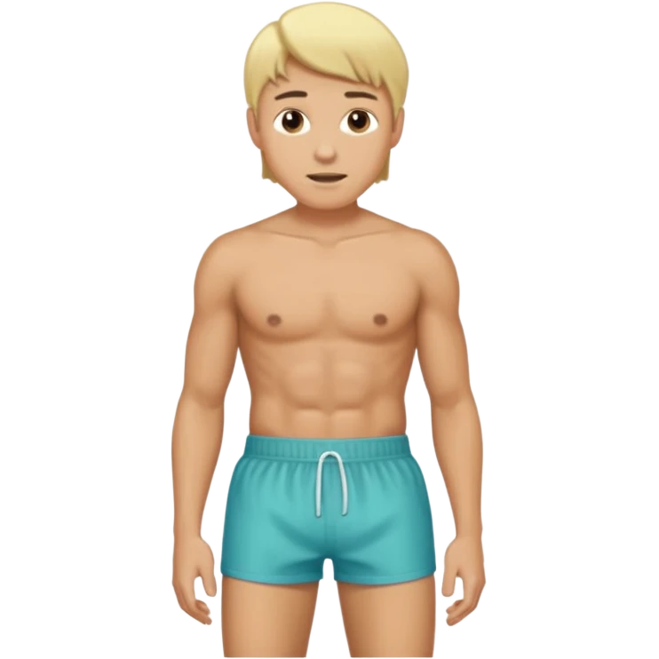 a blonde man with only boxer standing emoji