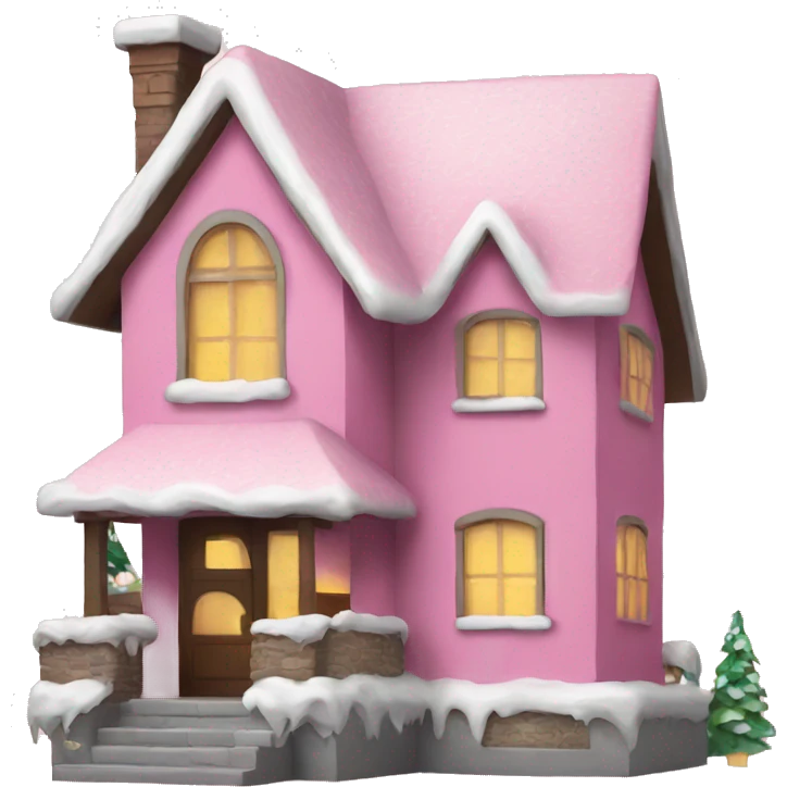 Christmas house pink  emoji