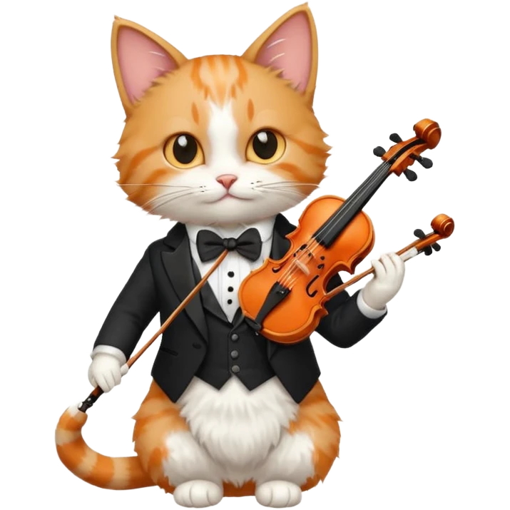 Cat playing violin on his shoulders emoji