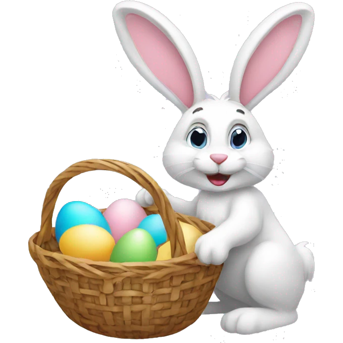 easter bunny with egg basket emoji