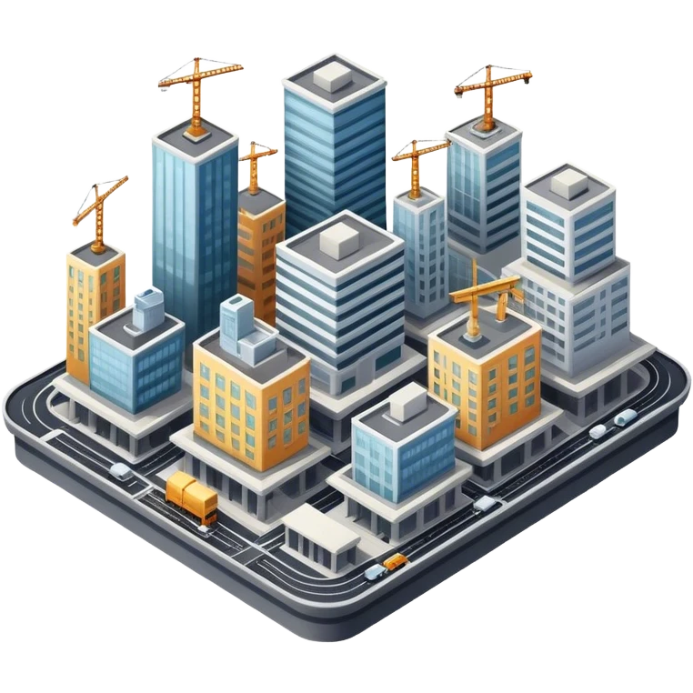 Buildings constructed on a large platform, with each structure elevated and connected, creating a unique, organized urban space emoji