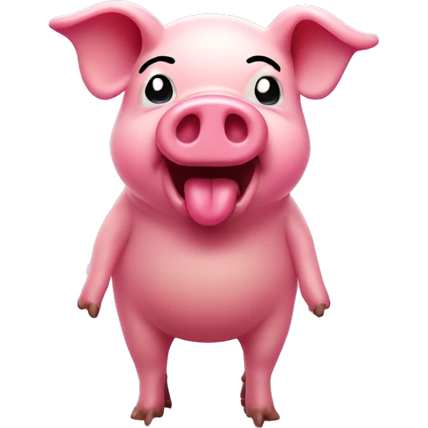 full body pink pig dripping with tan grease emoji
