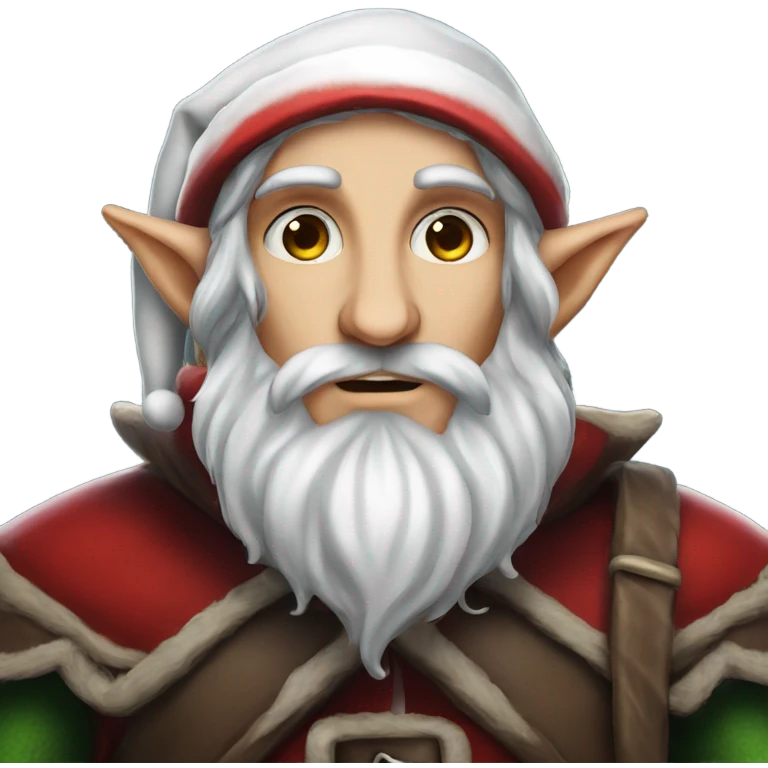 rogue male elf fantasy wearing santa hat emoji