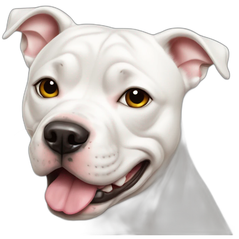 White staffordshire bull terrier is crying emoji