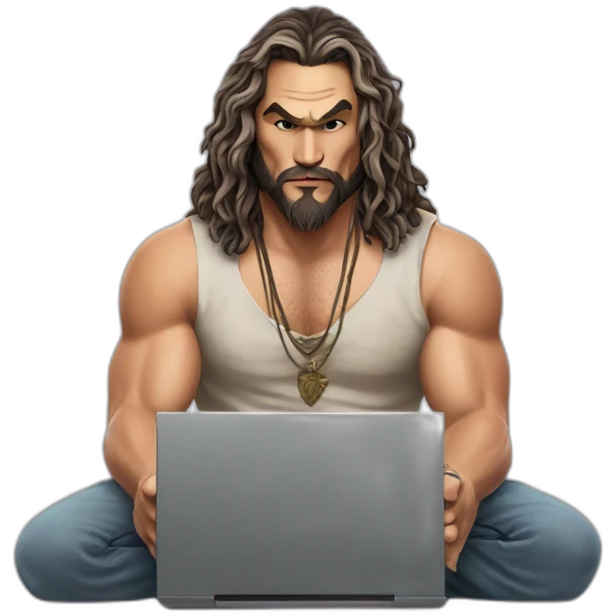 Jason Momoa at a laptop emoji