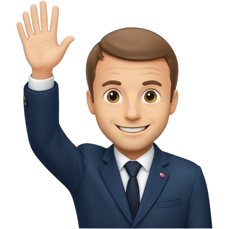 playful emoji of Emmanuel Macron waving emoji