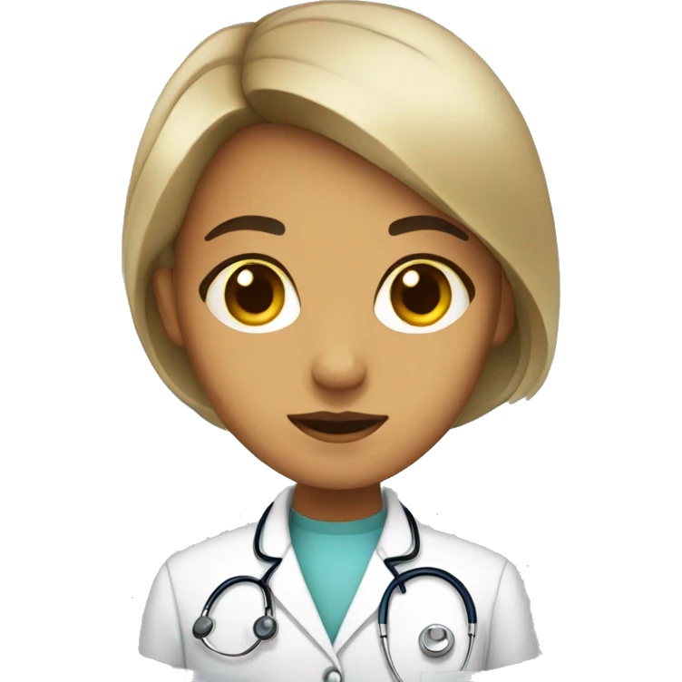 doctor, girl, brown eyes, yellow skin emoji