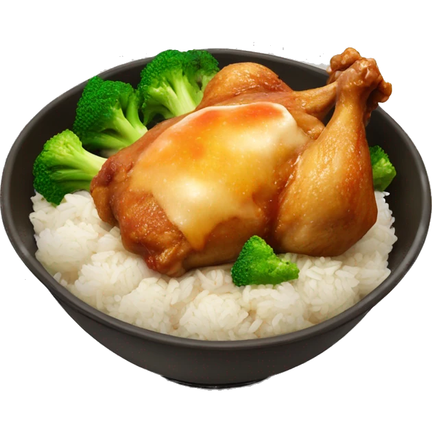 chicken thigh and veggies with rice bowl with sauce emoji