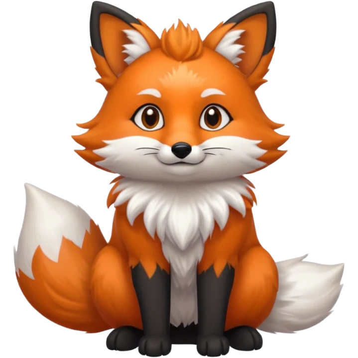 Floofy the Creampuff fox blackish gray fur color chubby Black paws orange color 3 tailsCrystals on the head, tails and Back emoji