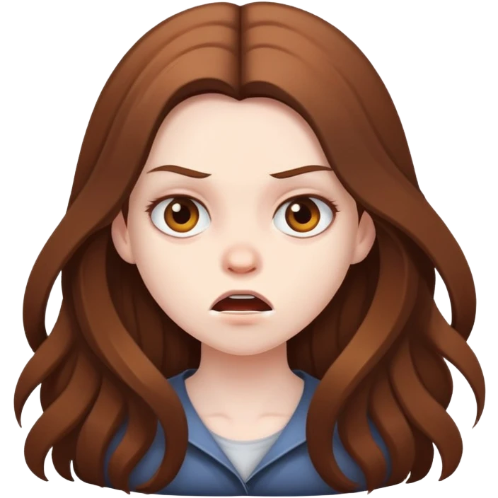 Mad girl with brown long hair  emoji