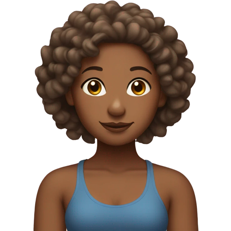 Yoga brown girl with curly hair emoji