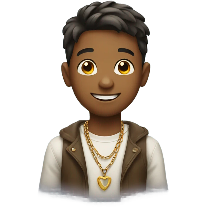 smiling boy with necklace emoji
