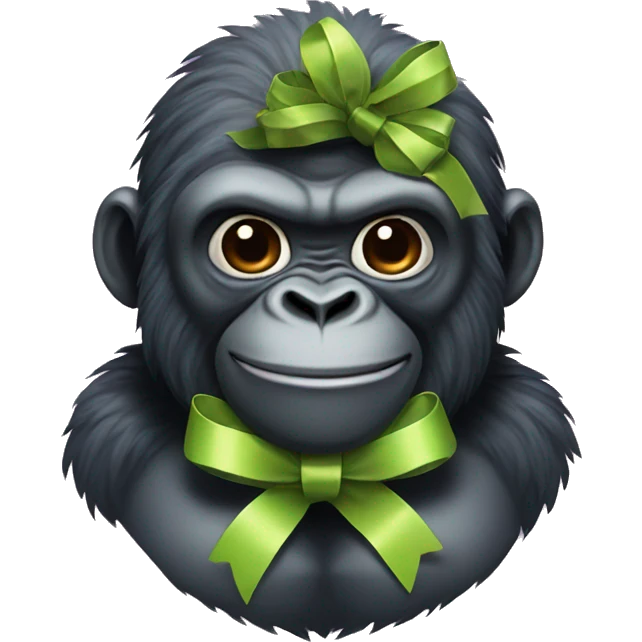 Gorilla with a ribbon and a matcha emoji