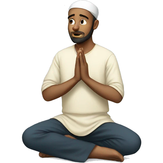 Muslim man praying on his knees emoji