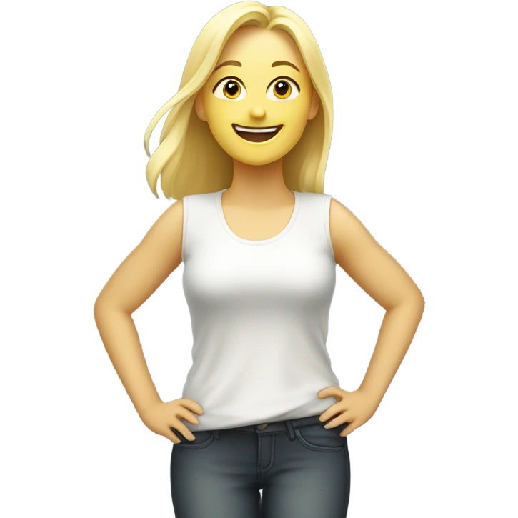 blondie celebrating on scale emoji