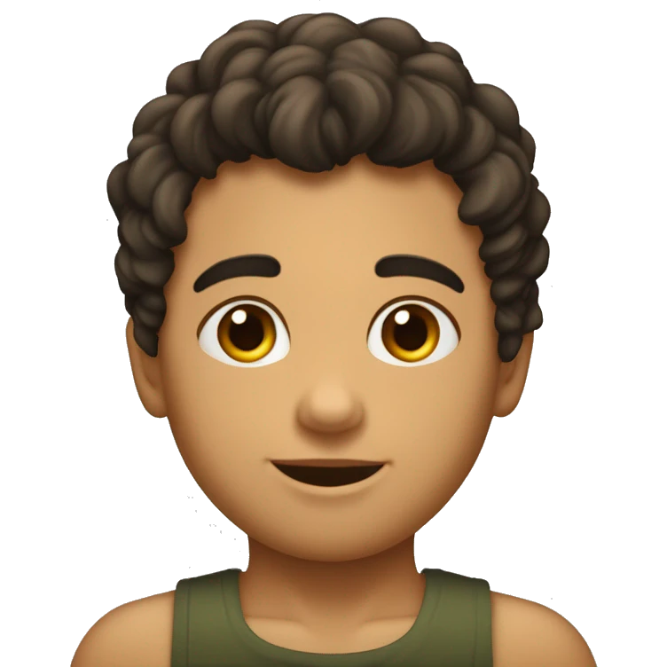 niño de piel morena con pelo moreno rizado muy corto ojos oscuros emoji