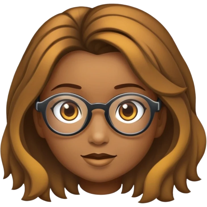 Crie um adesivo com borda branca fundo transparente de uma menina, porte físico um pouco gordinha, alta, cabelos castanhos e, tamanho médio, preso, usando óculos de grau arredondada e armação dourada.  emoji