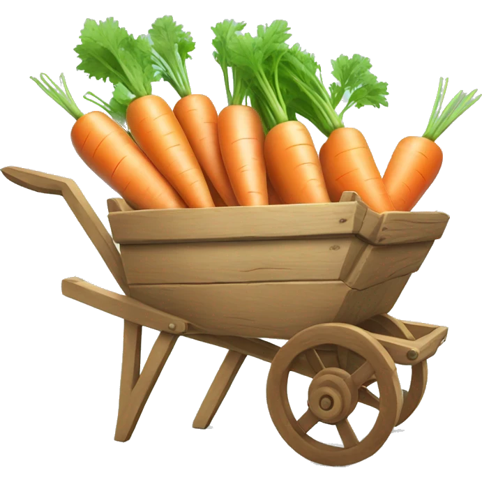 Pastel cute Carrots in a wooden  wheelbarrow  emoji