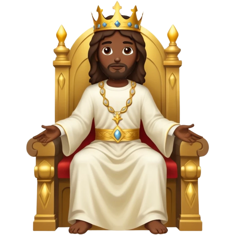 Dark skin Jesus on his heavenly Throne with Gold crown emoji