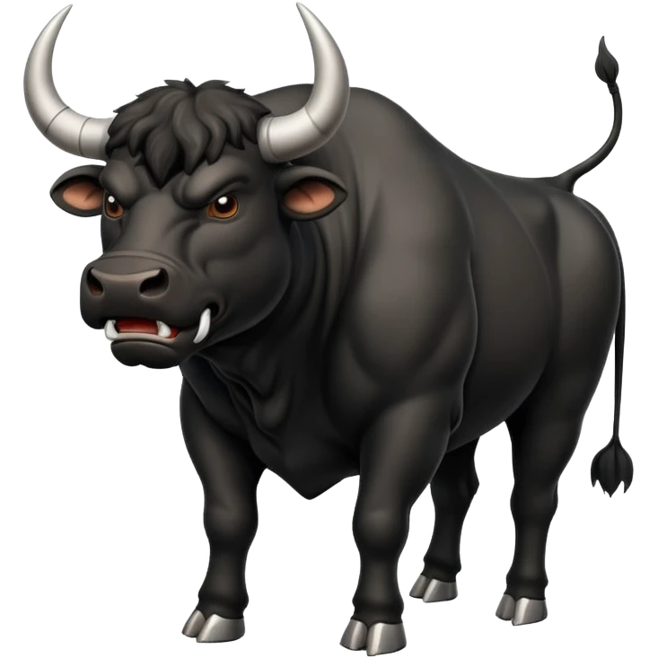 angry black bull pawing the ground, with steam from nostrils emoji