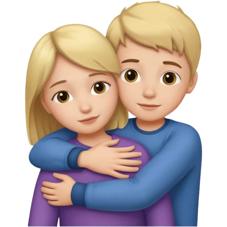 A big sister hugging her little brother emoji
