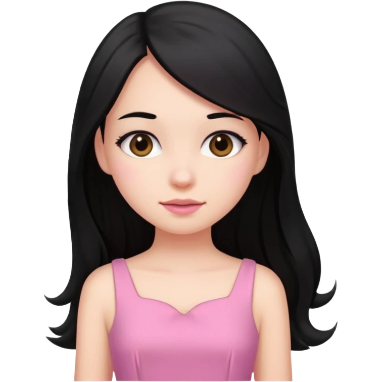 Long black hair girl wearing a dress being a girly girl  emoji
