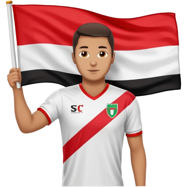 ‏رجل يرفع شعار نادي الزمالك emoji