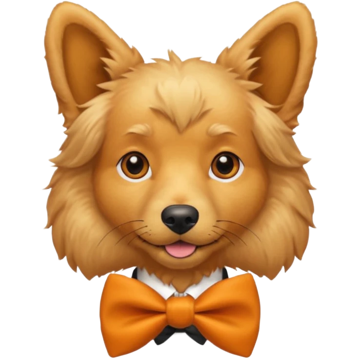 golden dog with orange bow tie emoji