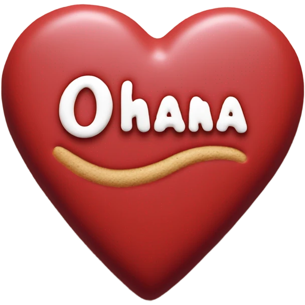Red cookie heart with ohana emoji