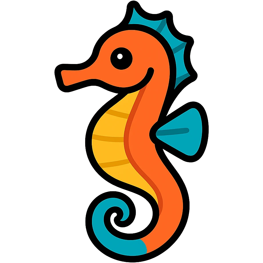 colored seahorse icon emoji